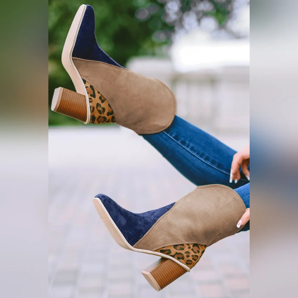 Colorblock Patchwork heeled boots - Picture 5 of 5